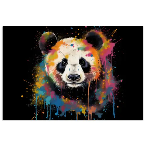 Panda - Graffiti - Dieren - Zwart - Kleuren poster papier klein -3d