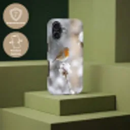 Roodborstje - Gedroogde bloem - Sneeuw - Winter - Vertederend Toughcase MagSafe Apple iPhone 17 klein -USP_PrintM_NL