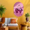 Glitter - Discobol - Roze - Kersen Wandcirkel Ovaal Glas middel -sfeer4