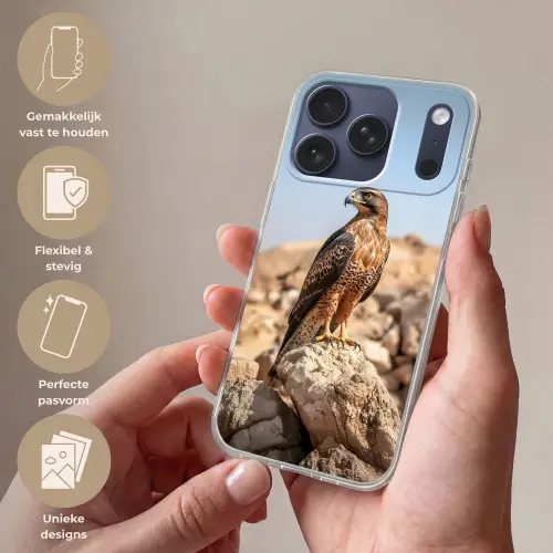 Valk - Vogel - Rots - Macht Telefoonhoesje iPhone 17 Pro klein -sfeer3_NL