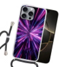 Lichtsnelheid - Ruimte - Roze - Paars Hoesje iPhone 16 Pro Max met koord klein -sfeer1