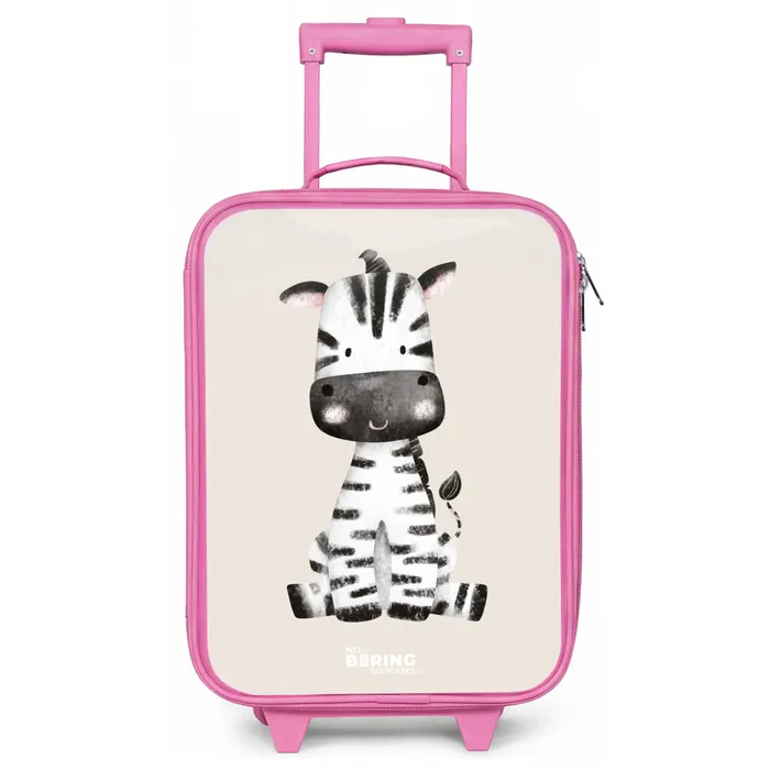 Zebra portrettekening met beige achtergrond Kinderkoffer - Roze klein -zz3dotto