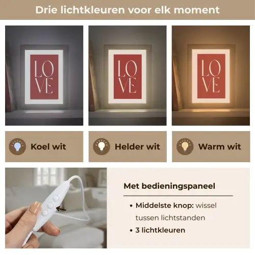 Love - Rood - Minimalistisch Light Box met kabel (Tafellamp) klein -USP_lichtkleurNL