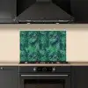 Blauw - Palmbladeren - Afsnijding keuken achterwand spatscherm klein 900 -sfeer1