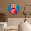 Muis - Kimono - Bloemen - Blauw Wandcirkel plexiglas klein -sfeer1