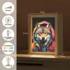 Graffiti - Wolf - Jas - Zwart Light Box met kabel (Tafellamp) klein -USP_NL