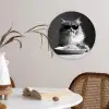 Langharige kat - Zonnebril - Spaghetti - Humor - Zwart - wit Wandcirkel kunststof plaat 5mm dik klein -sfeer4
