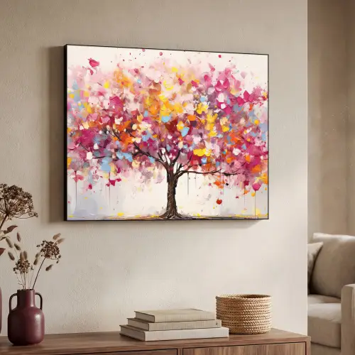 Aquarel - Boom - Kunst - Abstract Textielframe zwart klein -sfeer3