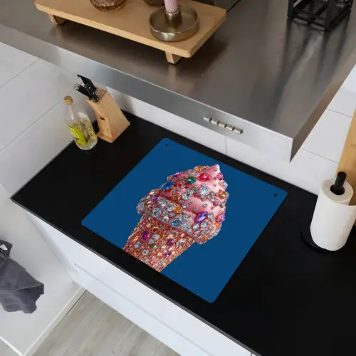 Ijsje - Hoorntje - Steentjes - Blauw Inductie beschemer met haakjes middel -sfeer1