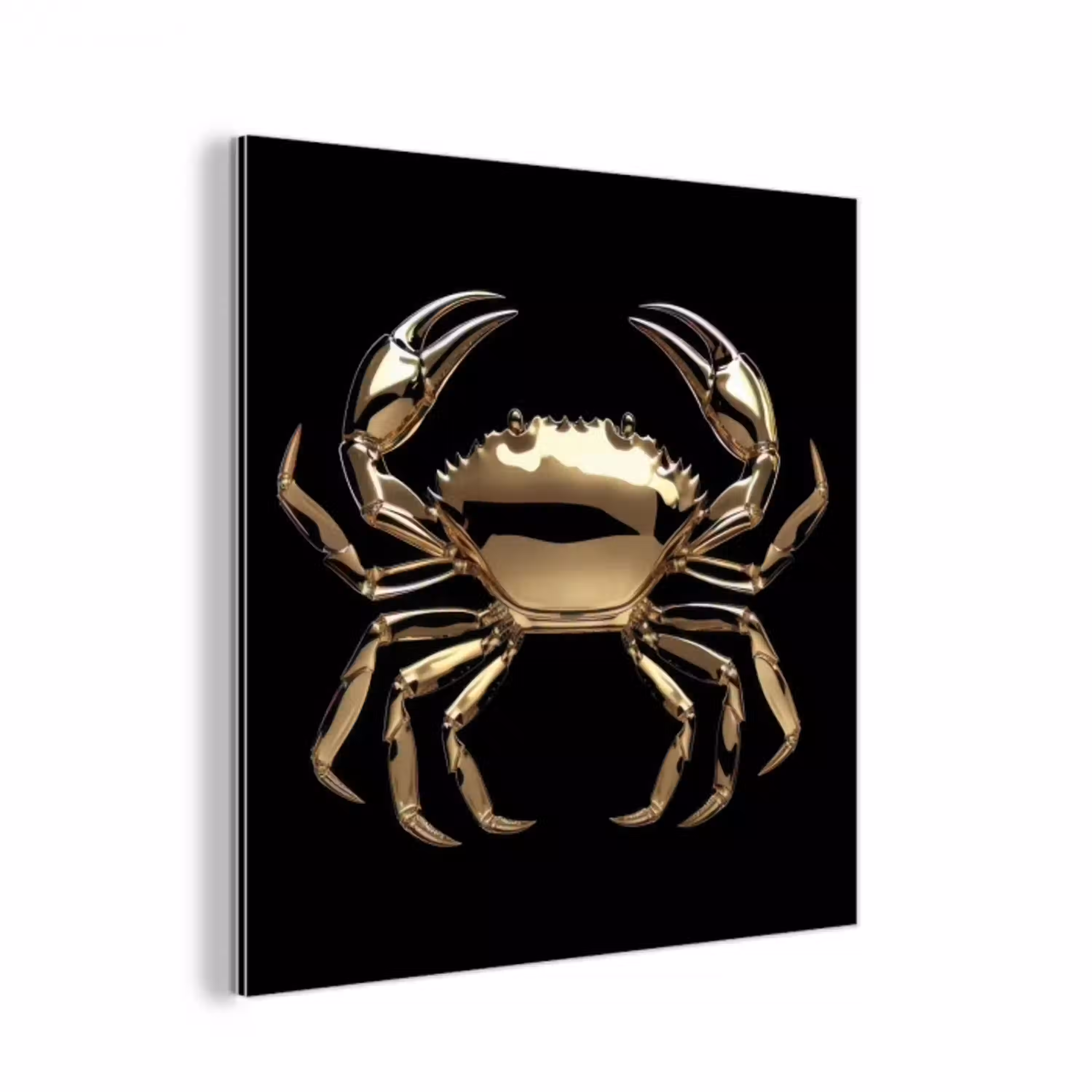 Goud - Krab - Dieren - Zwart aluminium wit klein -3d