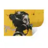 Vintage - Street art - Meisje - Masker - Geel - Banksy Muursticker klein -3d