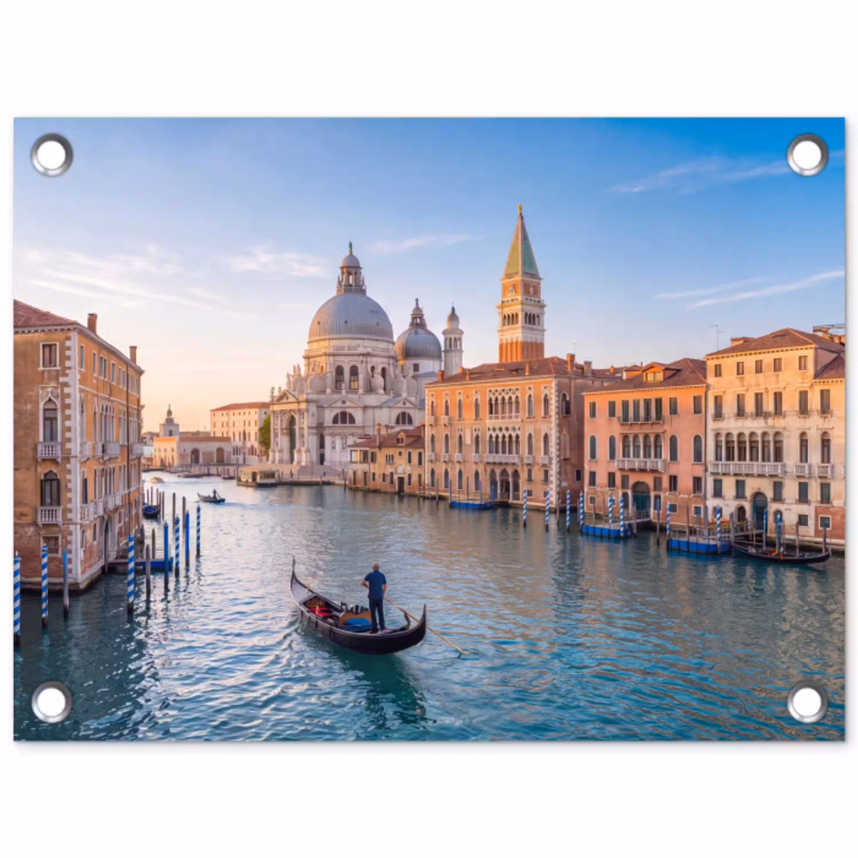 Gondel - Venetië - Kanaal - Stadsgezicht - Avondlicht tuinposter los doek klein -3d