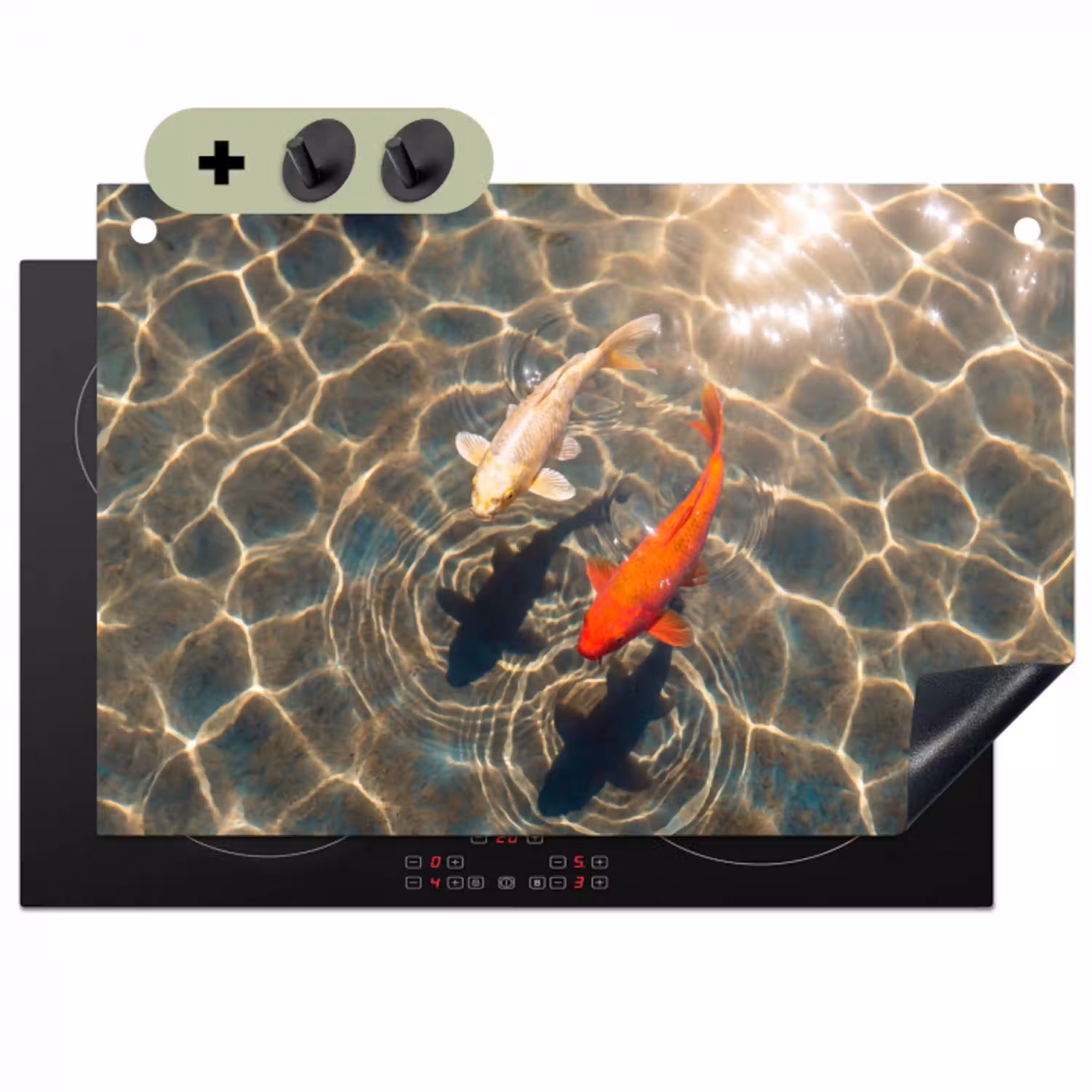 Vis - Water - Dieren - Oranje - Goud Inductie beschemer met haakjes klein -3d
