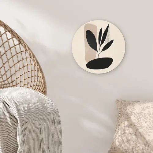 Plant - Beige - Japandi Wandcirkel kunststof plaat 5mm dik klein -sfeer5