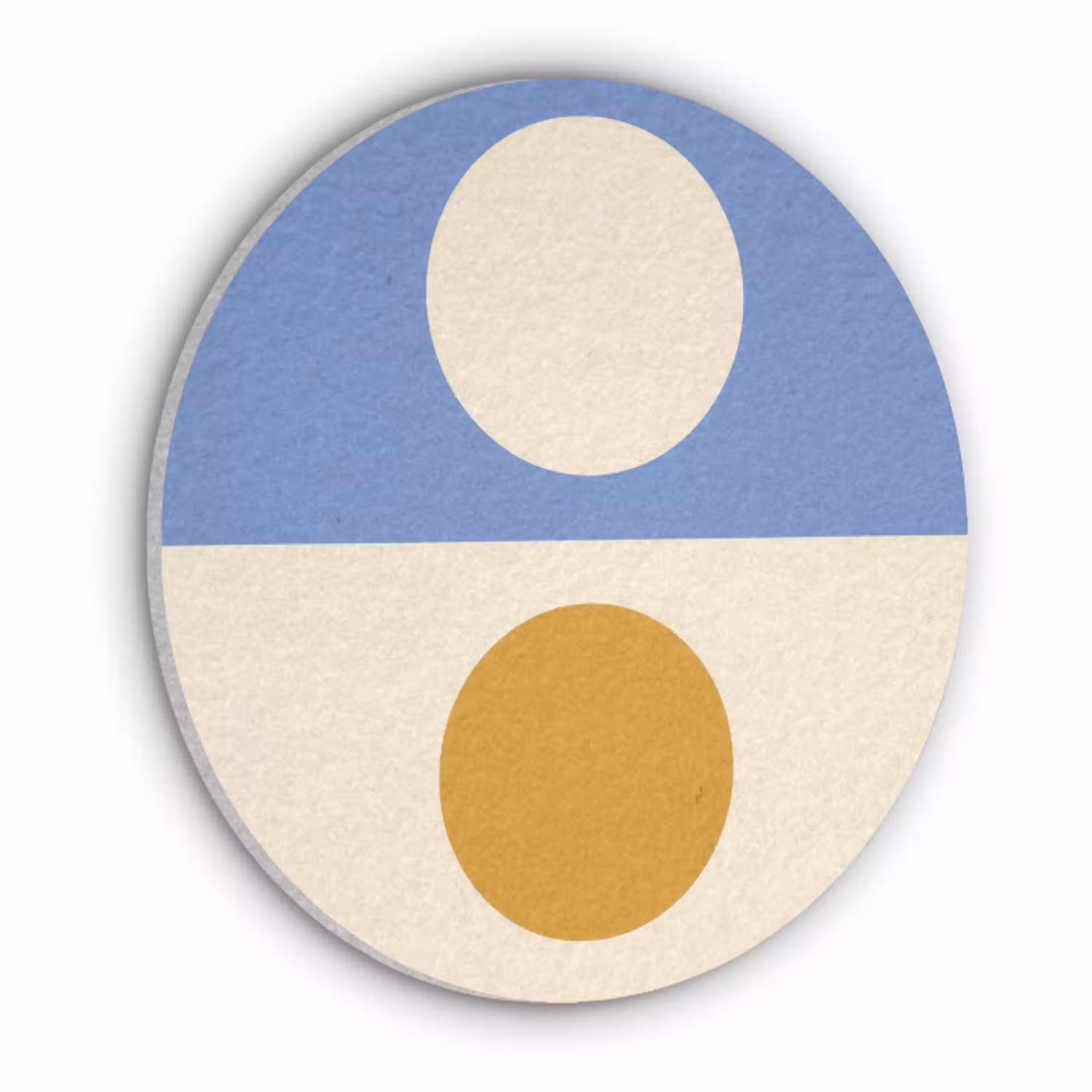 Cirkels - Symmetrisch - Wit - Blauw- Geel Akoestische PET Vilt - Rond klein -3d