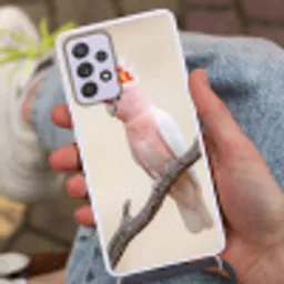 Papagaai - Tak - Roze Hoesje Samsung Galaxy A52 5G met koord klein -sfeer3