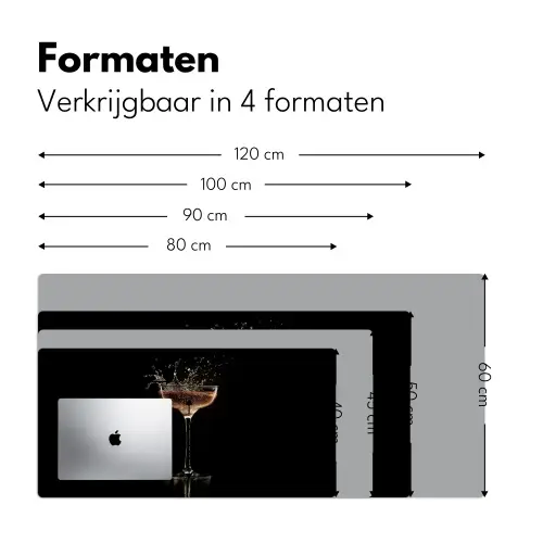 Cocktail - Zwart - Spetters - Glas Muismat XXL klein -sfeer5