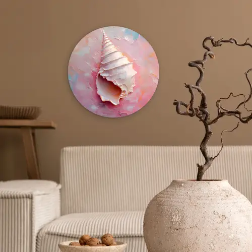Schelp - Pastel - Pink Wandcirkel kunststof plaat 5mm dik klein -sfeer1