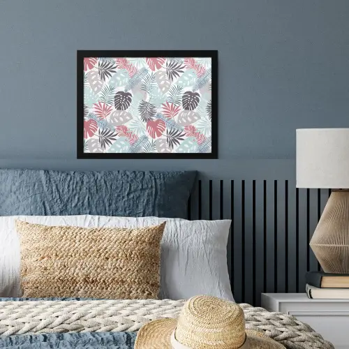 Inductie beschermer - Bladeren - Pastel - Jungle - Afdekplaat voor kookplaat fotolijst zwart zonder passe partout klein -sfeer3