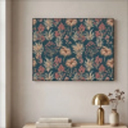 Botanisch - Patroon - Blauw Textielframe zwart klein 947 -sfeer2