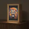 Leeuw - Graffiti - Dieren - Zwart Light Box met kabel (Tafellamp) klein -z3d_website