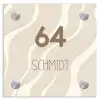 Beige golven - Modern Naambord Vierkant klein -3d