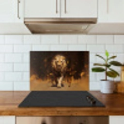 Leeuw - Geschilderd - Abstract - Goud keuken achterwand spatscherm klein -sfeer2