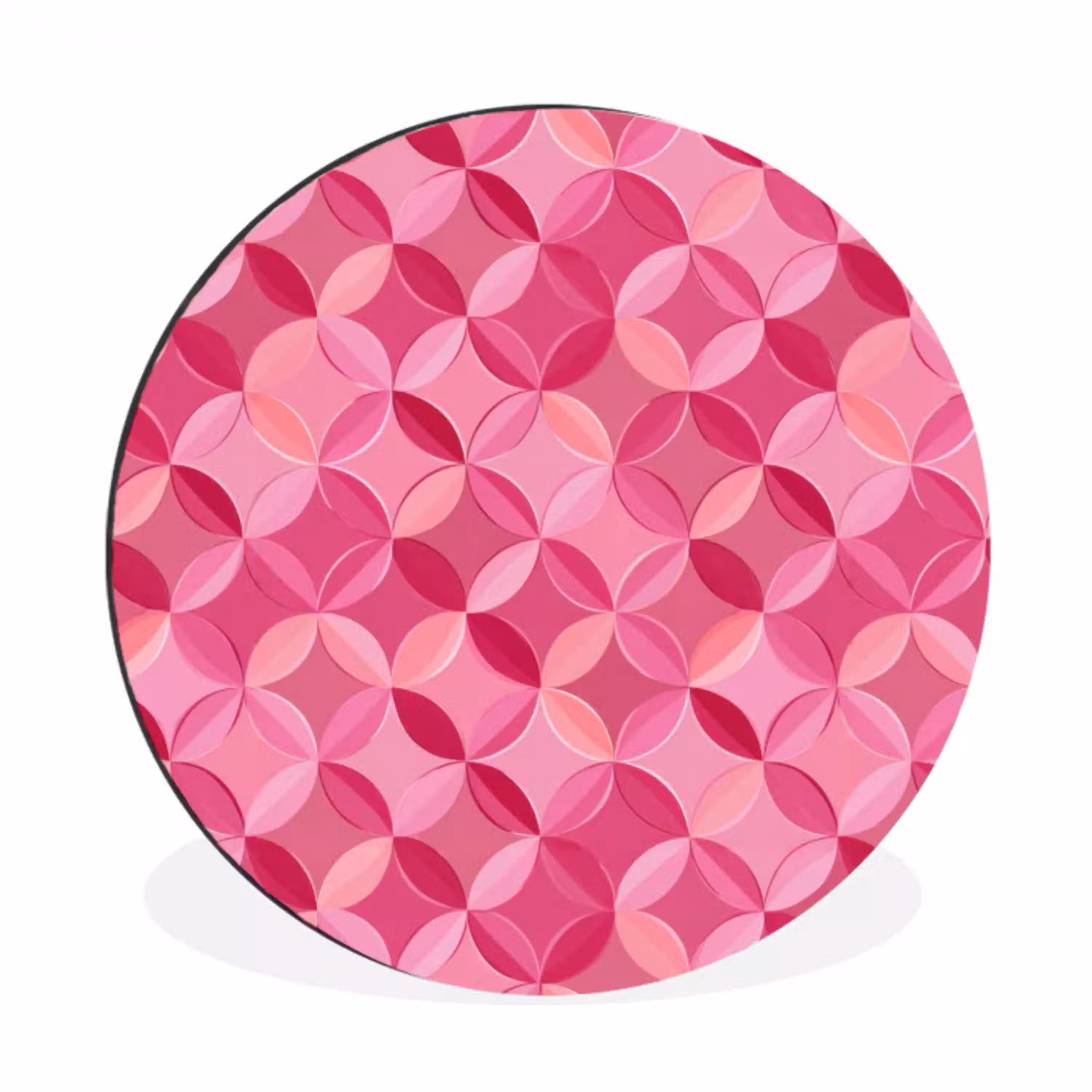 Geometrisch - Mozaïek - Modern - Roze Wandcirkel aluminium klein 190 -3d