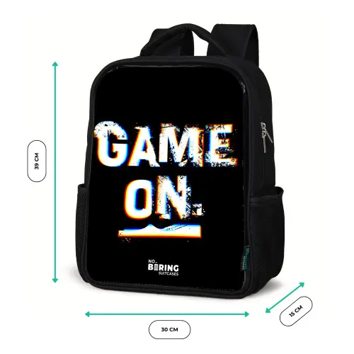 Game on in zwart wit Rugzak - Zwart middel -productfoto_formaten