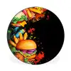 Fastfood - Graffiti - Hamburger - Eten - Modern Wandcirkel aluminium klein -3d