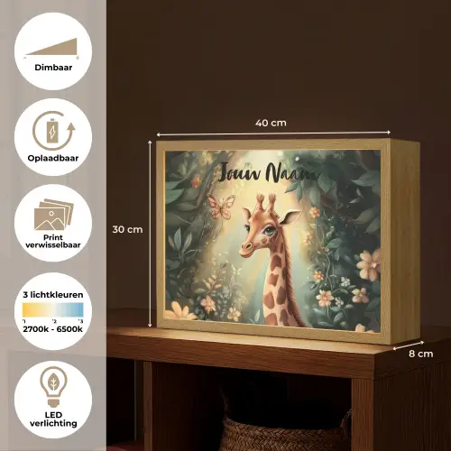 Giraffe - Jungle - Bloemen Light Box met batterij (Wandlamp kind) middel -USP_websiteoverzichtNL