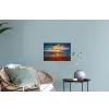 Zee - Zonsondergang - Strand - Wolken - Oranje Muursticker klein -plant