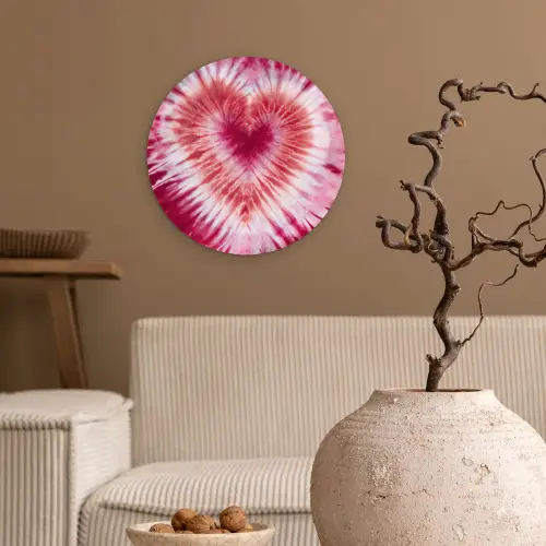 Hartvorm - Roze - Tie dye Wandcirkel kunststof plaat 5mm dik klein -sfeer1