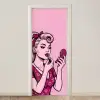 Vintage - Vrouw - Roze deurposter klein -3d_beige