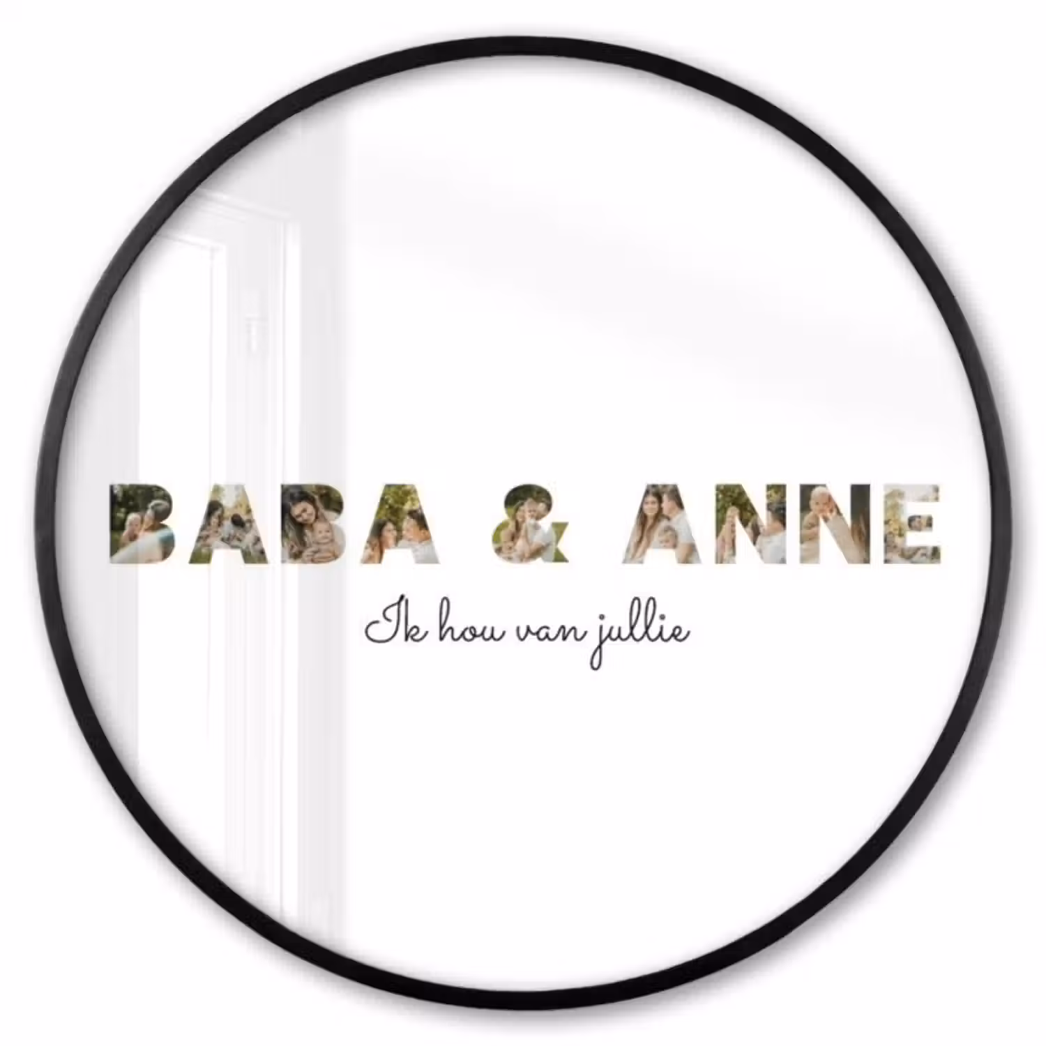 Gepersonaliseerde ronde fotolijst - Baba & Anne - Lettercollage