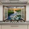 Doorkijk - Landschap - Raam - Water - Zonsondergang keuken achterwand spatscherm klein -3d_website