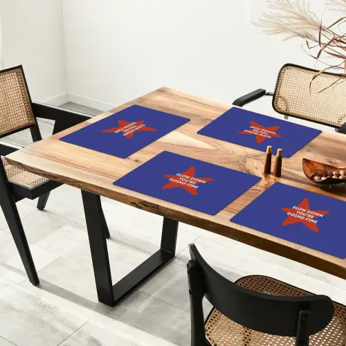 Slow down you're doing fine - Ster - Blauw Placemat vinyl groot -zzsfeer4_Kitchenyeah-website