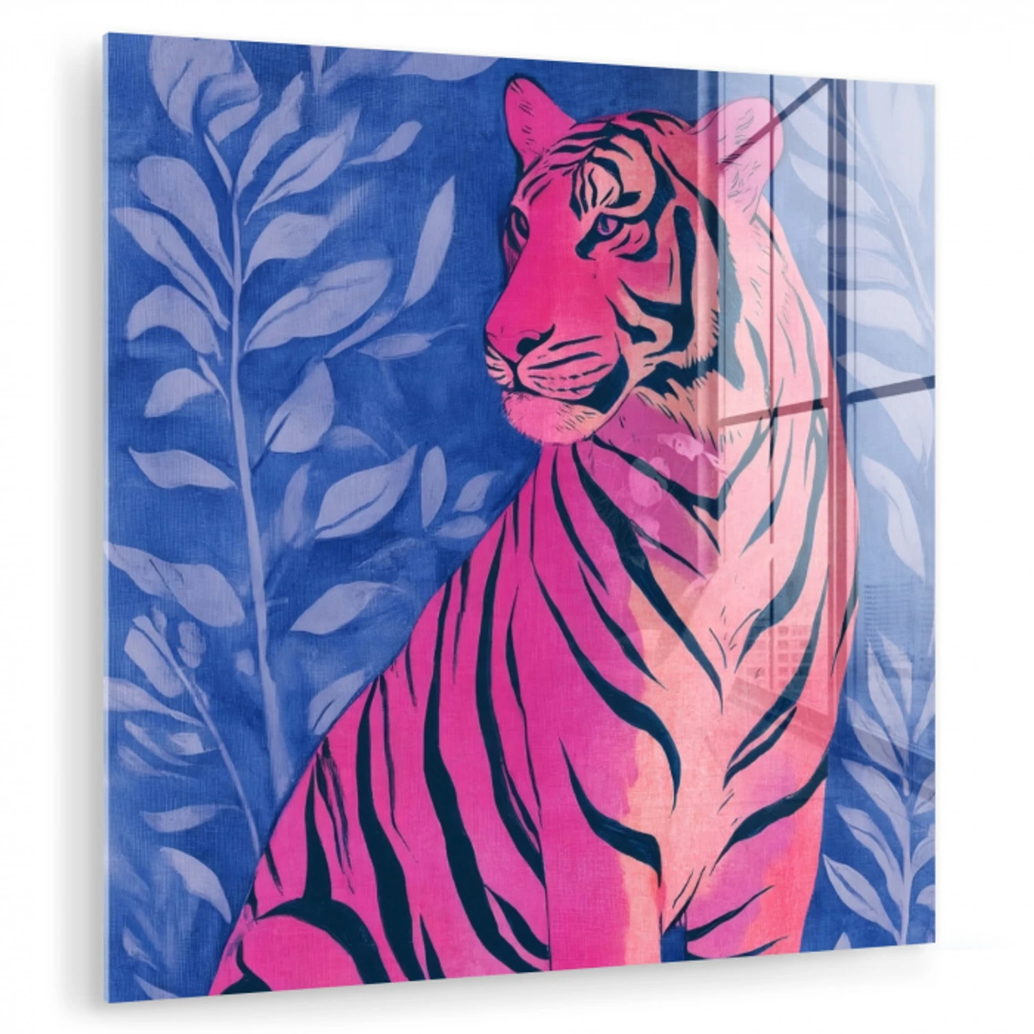 Tijger - Roze - Bladeren - Jungle plexiglas 5mm klein -zzzproduct_nieuw