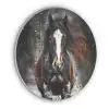 Paard - Dieren - Zwart - Luxe - Modern Akoestische PET Vilt - Rond klein -3d