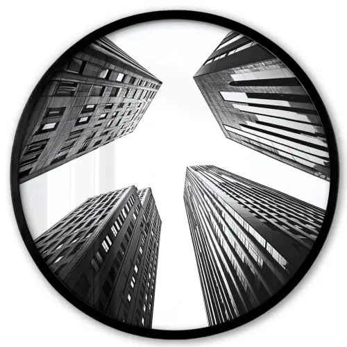 Gebouwen - Lucht - Zwart Fotolijst rond zonder passe partout klein -3d