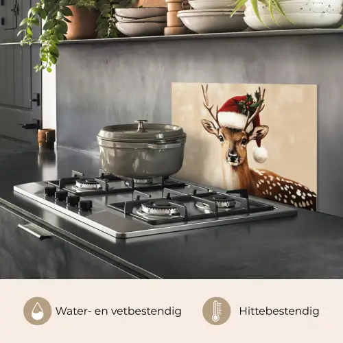Kerst - Hert - Gewei - Rood keuken achterwand spatscherm klein -usp_NL