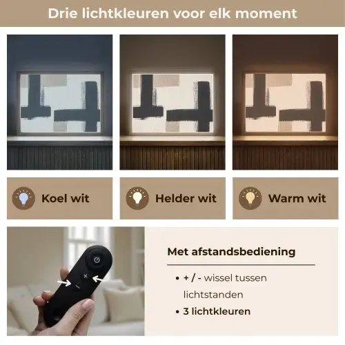 Zwart - Abstract - Japandi Light Box met batterij (Wandlamp) middel -USP_lichtkleurNL