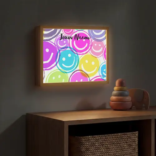 Smileys - Kleurrijk - Neon Light Box met batterij (Wandlamp kind) middel -sfeer5_kind