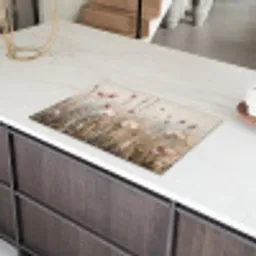 Bloemen - Roze - Modern - Beige Inductie beschermer vinyl 3mm klein -sfeer8