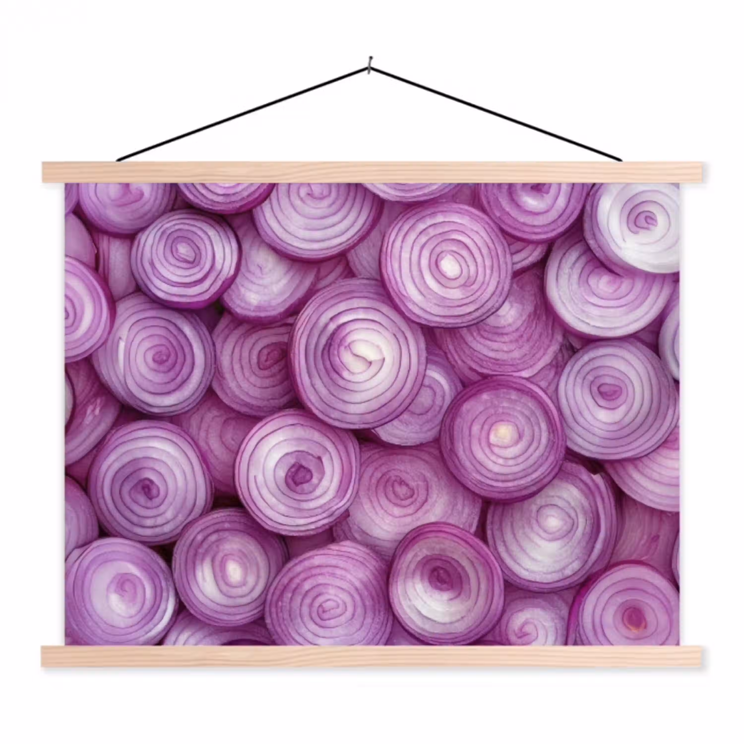 Paars - Uien - Close up textielposter latten blank klein -3d