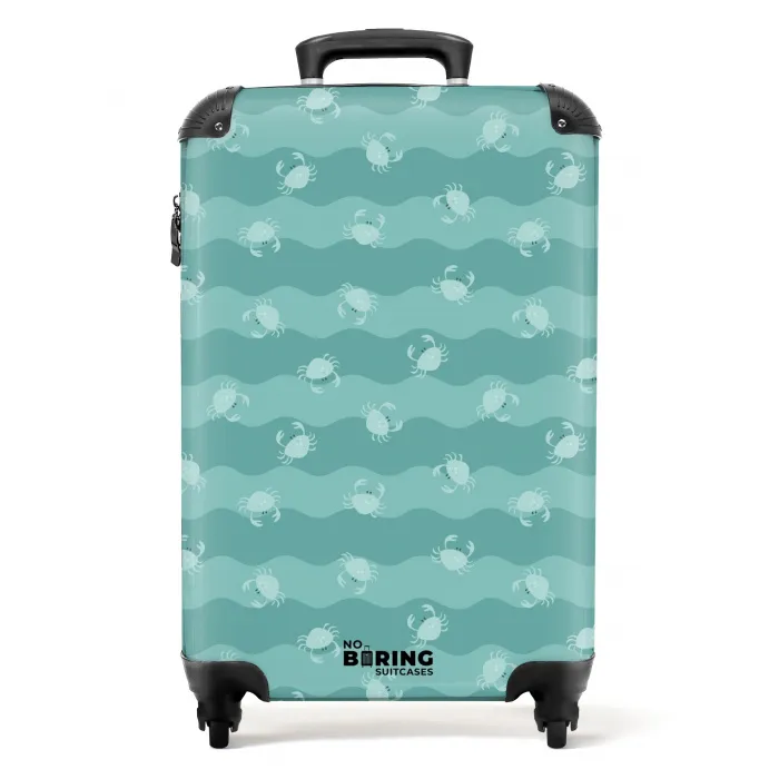 Blauw krab patroon NBS - Handbagage koffer - Kinderen Unisex middel -productfoto_recht