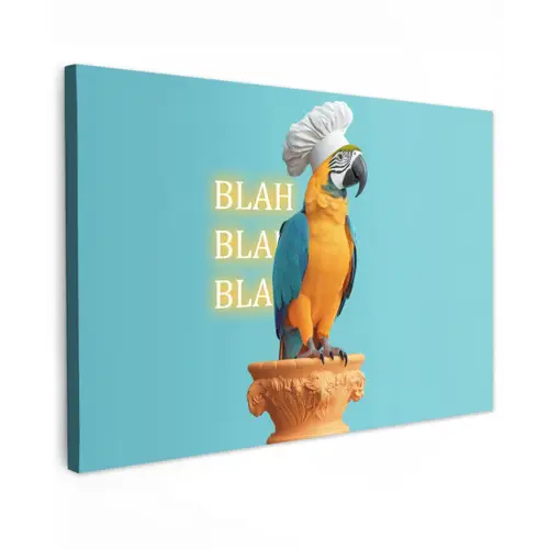 Papegaai - Koksmuts - Quote - Neon Tuinposter op houten frame 2 cm dik klein -3d