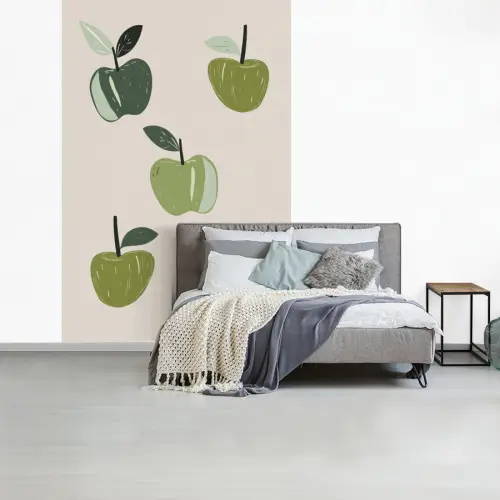 Appels - Groen - Illustratie - Bladeren fotobehang vinyl groot -slaapkamer