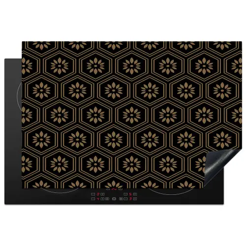 Bloemen - Goud - Hexagon Inductie beschermer vinyl 3mm klein 276 -3d