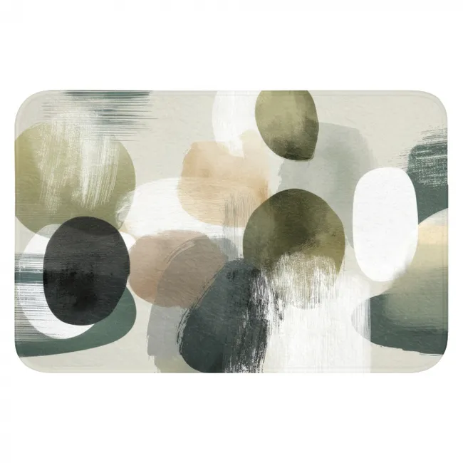 Badmat - Minimalistisch - Cirkels - Penseelstreken - Beige